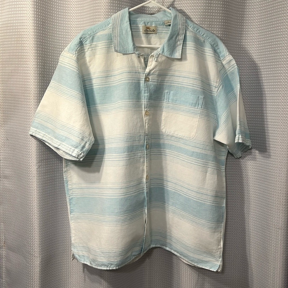 Bob Timberlake Men’s XL Button Down Blue & White Short Sleeve Collared Shirt